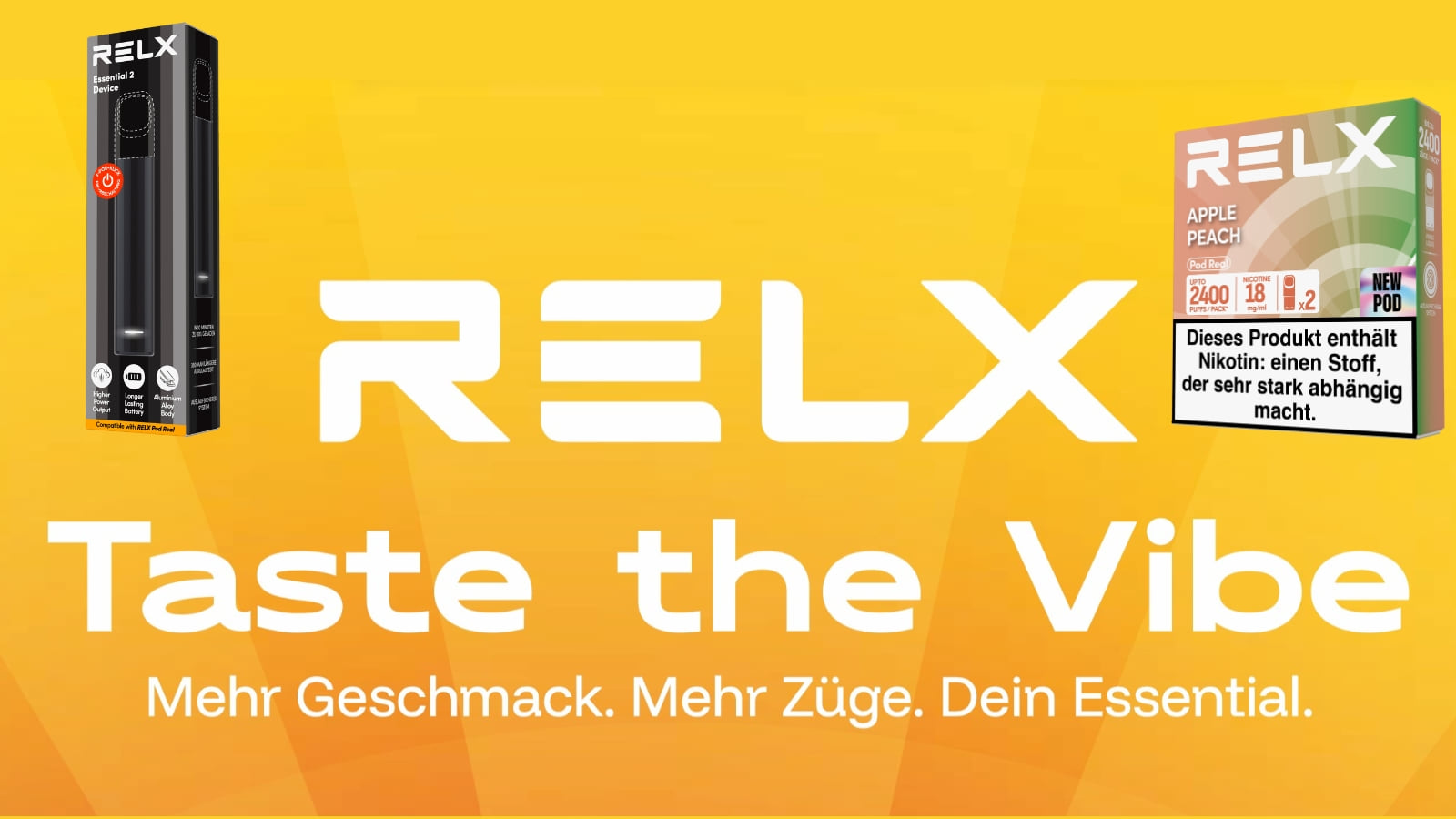 RELX Essential 2 Device mit Pod Real Apple Peach Pods bei Smokeyz24