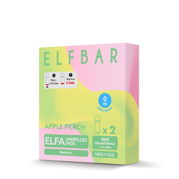 Elfa Pod Apple Peach 0mg – 2er Pack, kompatibel mit Elfa, Elfa Turbo & Lost Mary Tappo