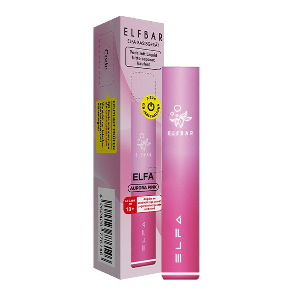 Elfbar Elfa Basisgeraet Akku Aurora Pink mit Verpackung
