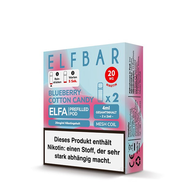 Elfa Pods Blueberry Cotton Candy 20mg – Blaubeeren & Zuckerwatte Aroma Verpackung