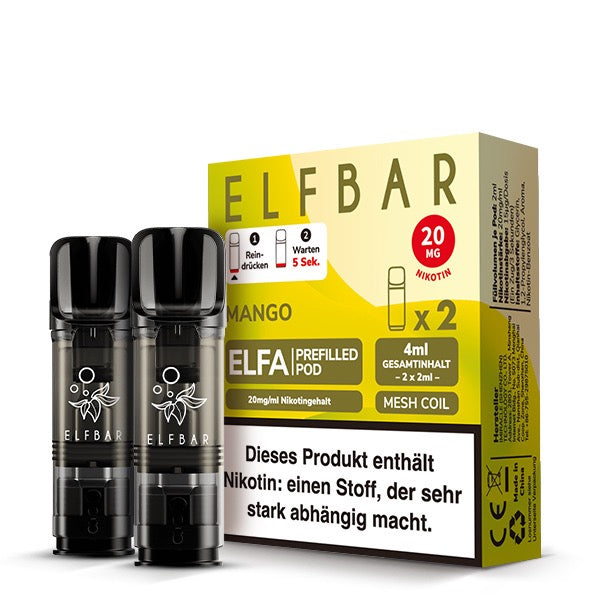 Elfa Pod Mango 20mg – 2er-Pack von Elfbar, tropischer Geschmack