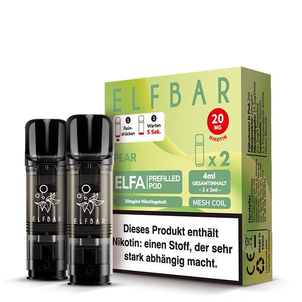 Elfa Pod Pear 20mg – 2er-Pack von Elfbar, süßer Birnengeschmack