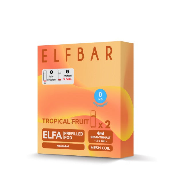 Elfa Pod Tropical Fruit 0mg – 2er Pack, passend für Elfa, Elfa Turbo & Lost Mary Tappo