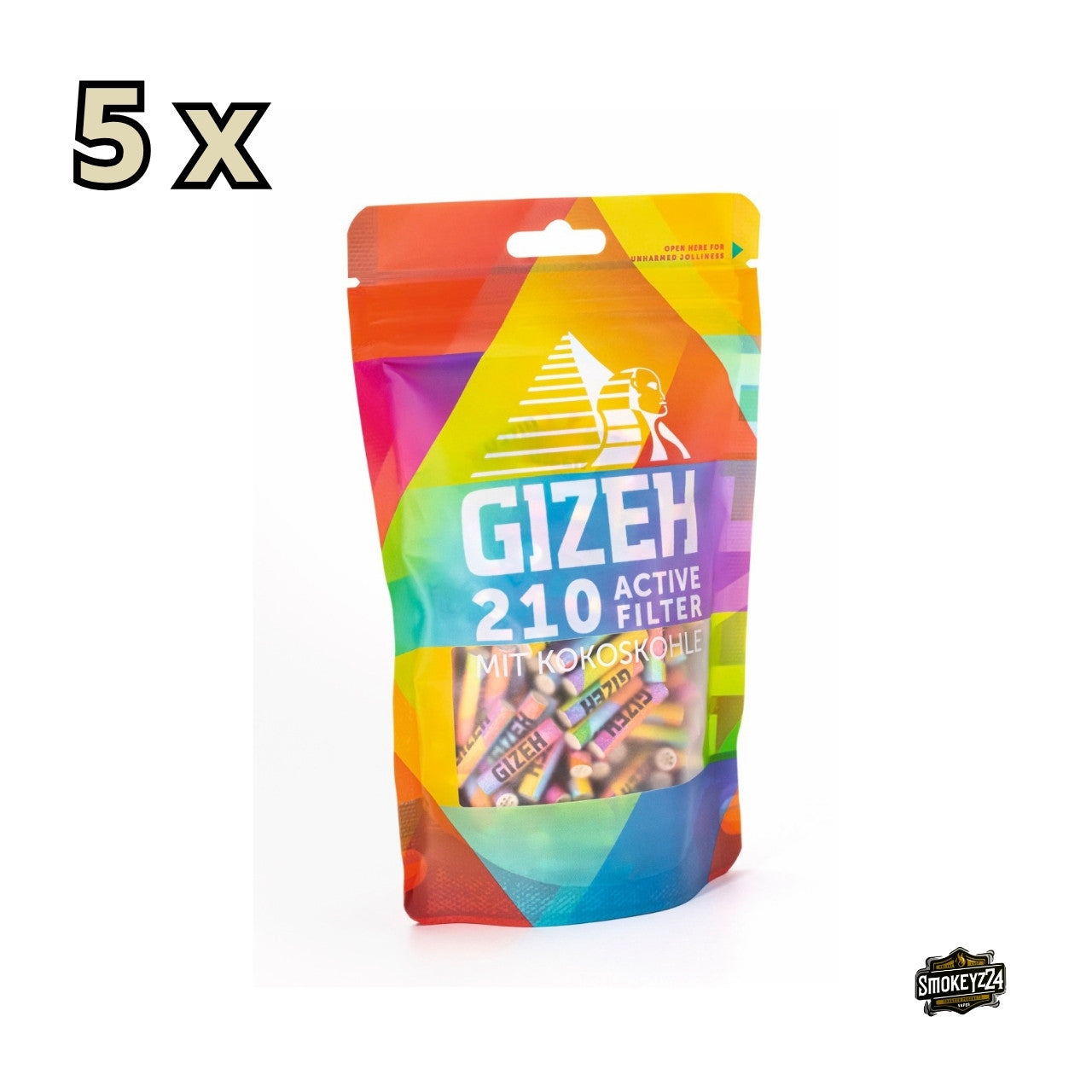GIZEH Rainbow Active Filter 6mm 210er Beutel seitlich fotografiert