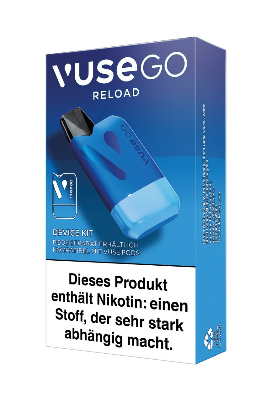 Vuse Go Reload Device Blau Verpackung links