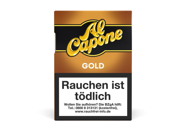 Al Capone Pockets Gold Filter Zigarillos 18er – Packung von vorne mit elegantem Design