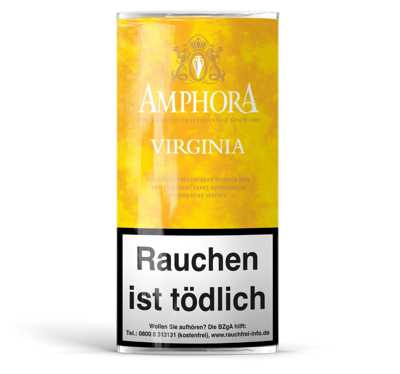 Amphora Virginia Pfeifentabak 50g Pouch Gelb – reiner, heißgepresster Virginia, würziger Geschmack, harmonischer Genuss