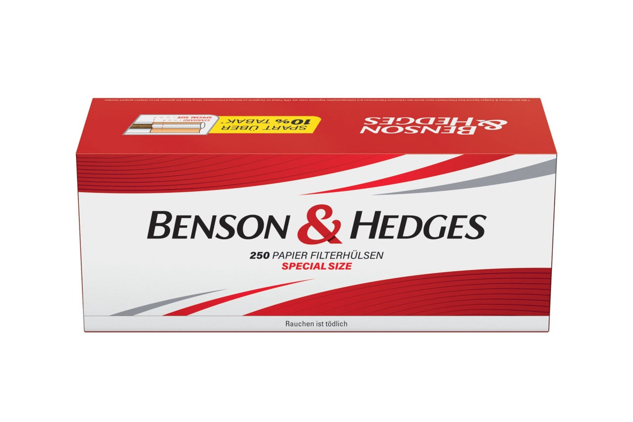 BENSON & HEDGES SPECIAL SIZE HÜLSEN 250 Stück in Packung frontal