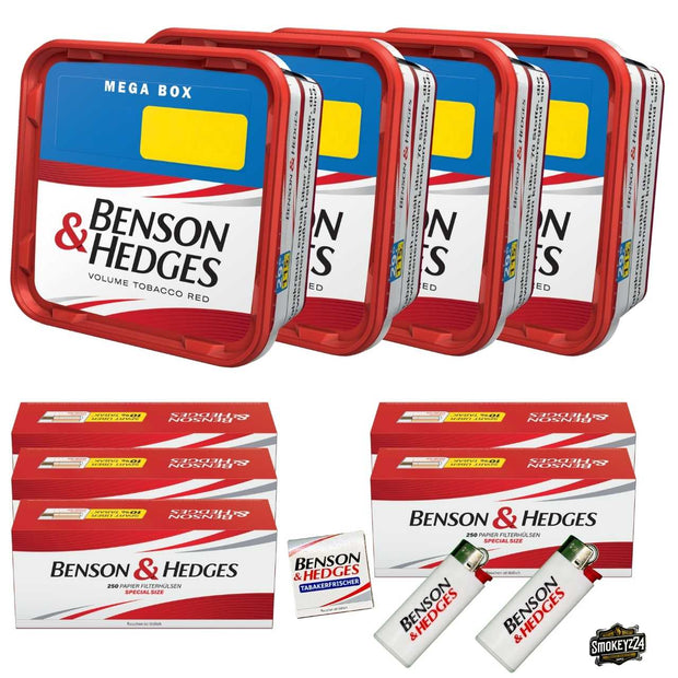 Benson & Hedges Volume Red Mega Box Bundle mit Hülsen, Feuerzeugen und Tabakerfrischer