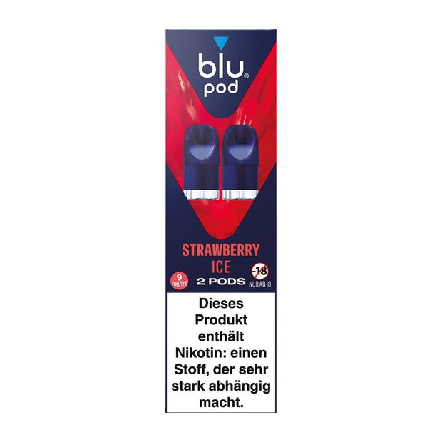 Blu Bar Kit Pod „Strawberry Ice“ 9 mg – Packung mit 2 vorgefüllten 2-ml Pods für das blu bar Kit