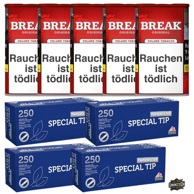 Break Original Red 5x Dose Bundle mit Gizeh Special Tip Hülsen Blau