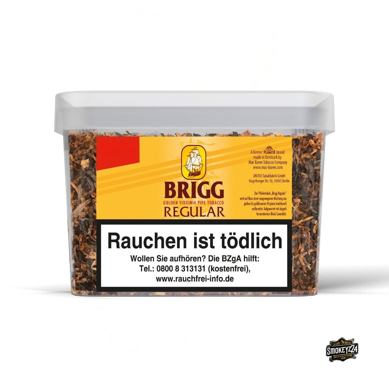 Brigg Regular Pfeifentabak 350g Box – naturbelassene Mischung aus Virginia, Black Cavendish & Burley, milder und weicher Rauchgenuss