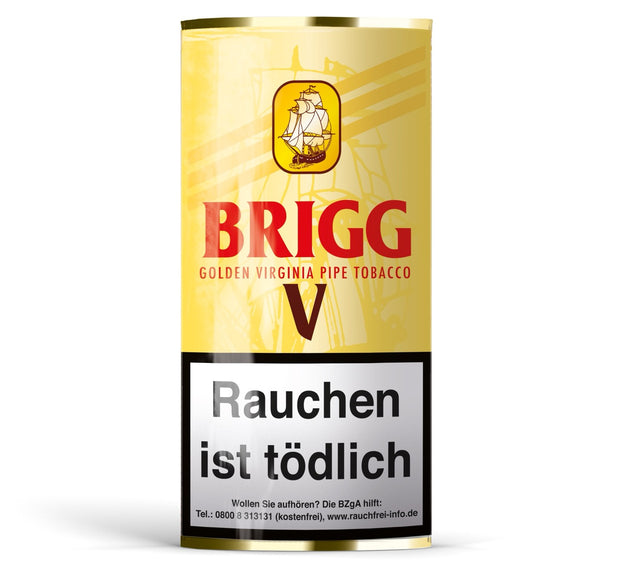 Brigg V Pfeifentabak 40g Pouch – milder Loose Cut mit Vanillearoma, Virginia, Black Cavendish und Burley, süß und harmonisch.