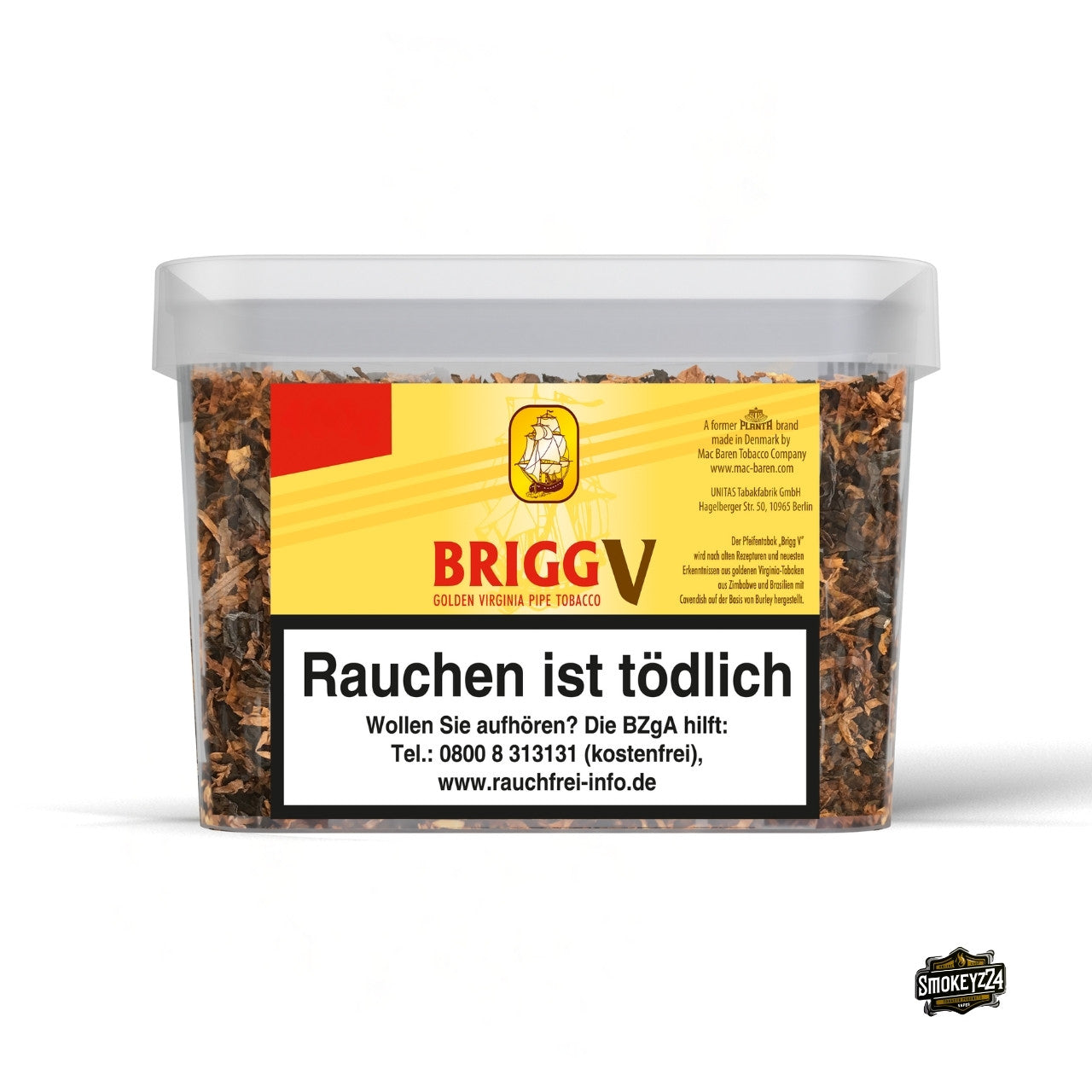Brigg V Pfeifentabak 350g Box – milde Vanille Loose Cut Mischung, Virginia, Burley & Black Cavendish, aromatisch, großer Vorrat.