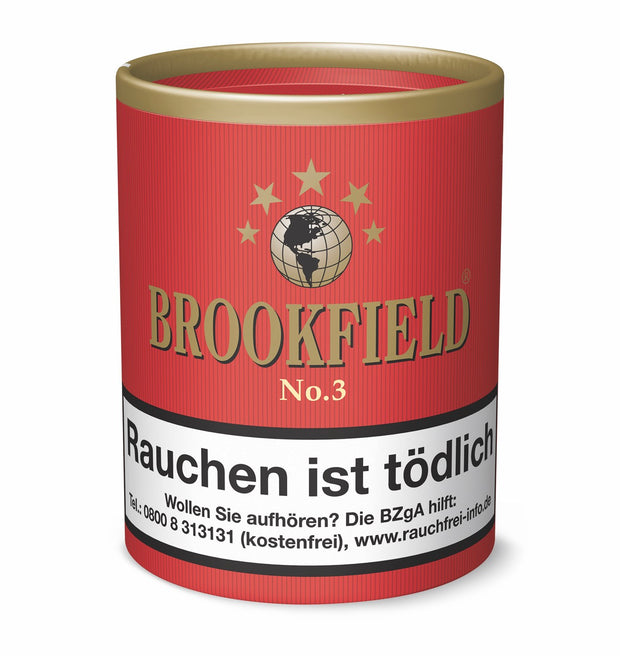 Brookfield No. 3 Cherry Pfeifentabak 200g – fruchtige Mischung aus besten Tabaken mit intensivem Kirscharoma in der praktischen Vorratsdose.