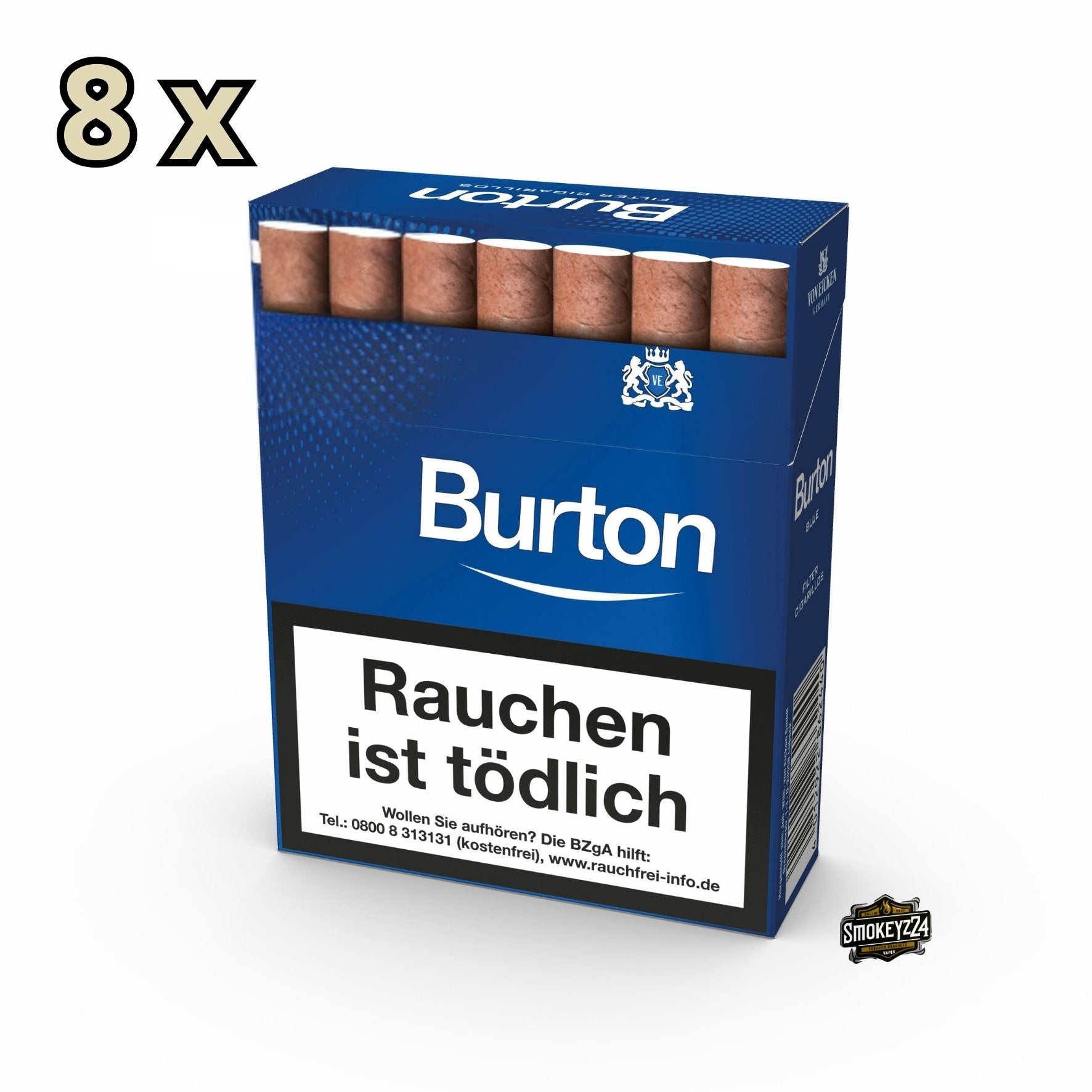Burton Blue Filterzigarillos – Stange mit 8x25 milden Zigarillos