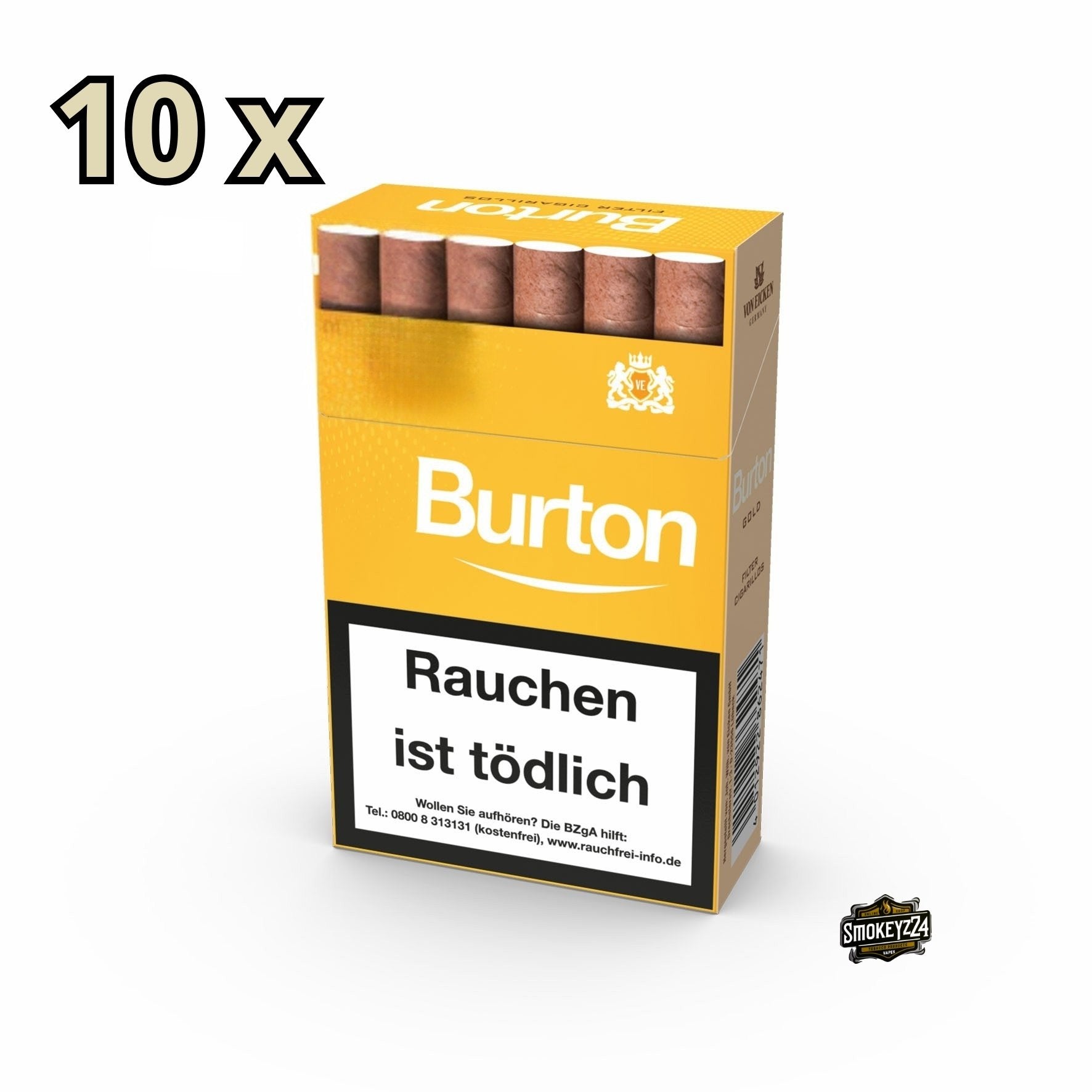 Burton Gold Filterzigarillos – Stange mit 10x17 mild-aromatischen Zigarillos