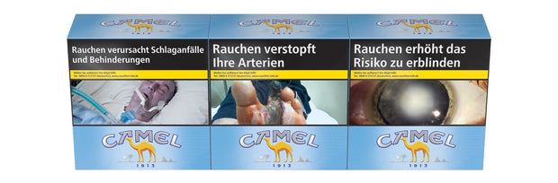 Camel Blue Zigaretten Stange 3x54 – frontal, blaues Design mit großem Vorrat