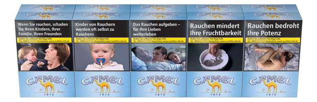 Camel Blue Zigaretten Stange 10x20 – frontal fotografiert, klassisch blaues Design