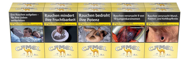 Stange Camel Yellow Zigaretten 10x20 – gelb, frontal fotografiert