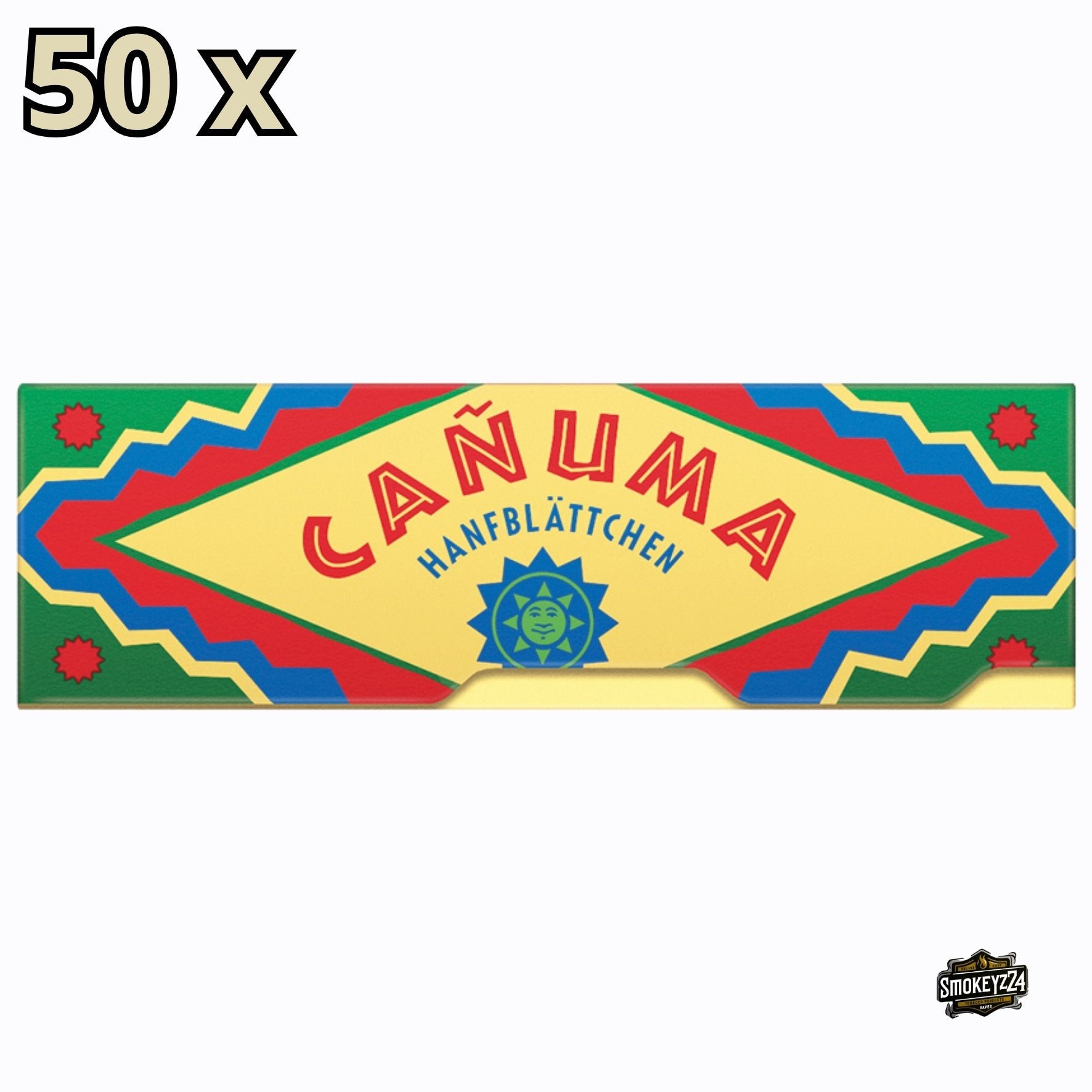 Canuma Hanfblatt Zigarettenpapier Sparpaket, 50x60 Blatt, natürliches Hanfpapier zum Selberdrehen, grüne Verpackung
