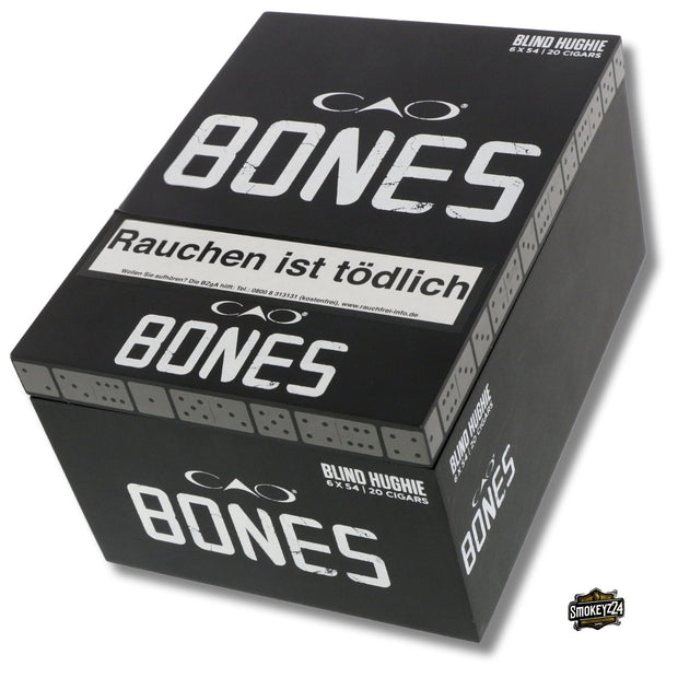 CAO Bones Blind Hughie Zigarren – 20er Kiste, Verpackung frontal abgebildet