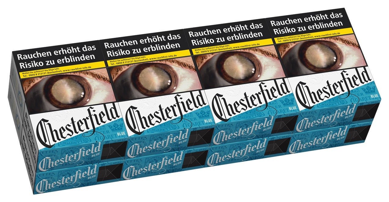 Chesterfield Blue Zigaretten Stange – 8 Packungen à 30 Zigaretten, 2XL Großpackung in Blau