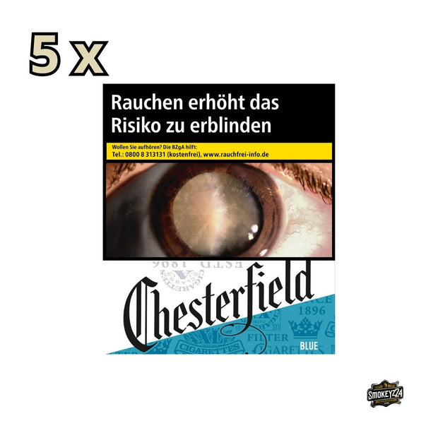 Chesterfield Blue Zigaretten Stange – 5 Packungen à 38 Zigaretten, 4XL Großpackung in Blau