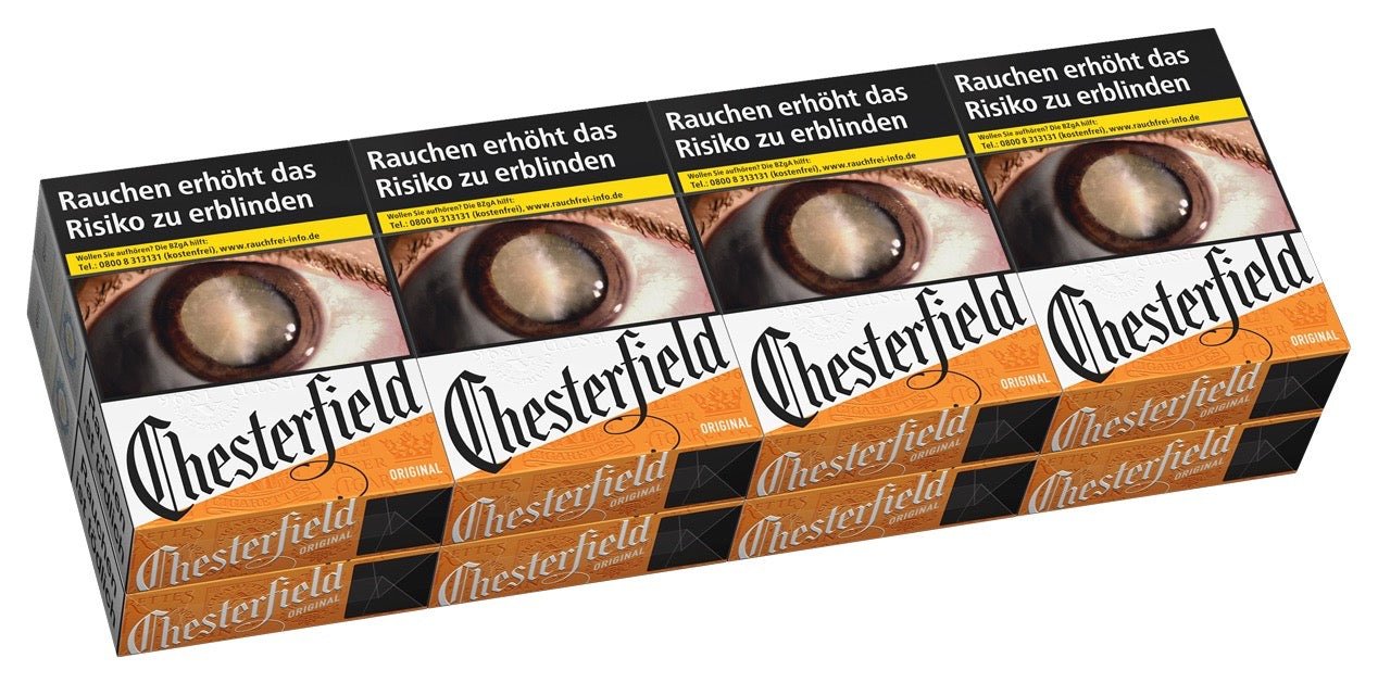 Chesterfield Original Red Zigaretten Stange – 8 Packungen à 24 Stück, orangefarbenes Design