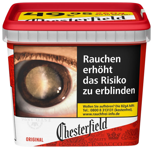 Chesterfield Red Volumentabak – 230g Giga Box frontal mit Markenlogo und Stopftabak-Angabe