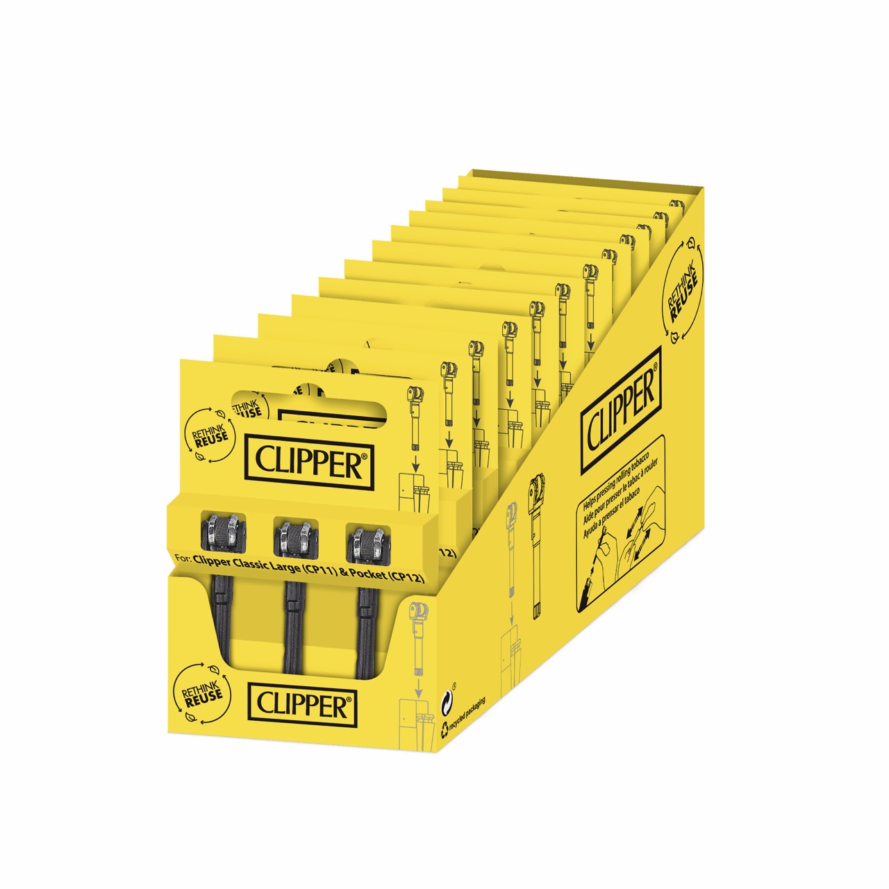 Clipper Ersatz Flint System 12x3er Set, Sparpaket im Karton für Clipper Classic und Pocket Feuerzeuge, gelbe Box