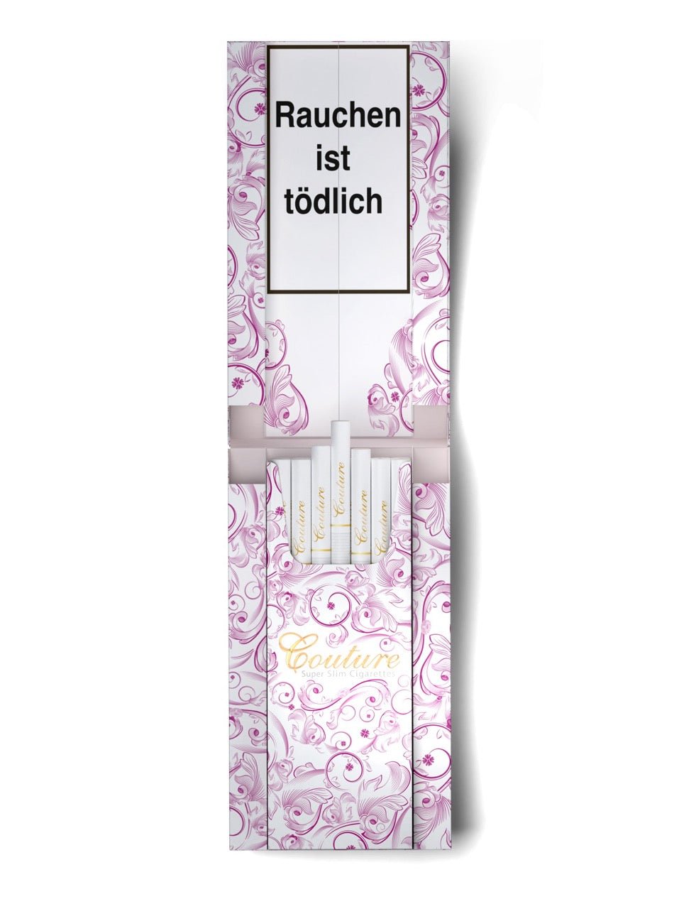 Geöffnete Couture Purple Superslim Schachtel aufgestellt