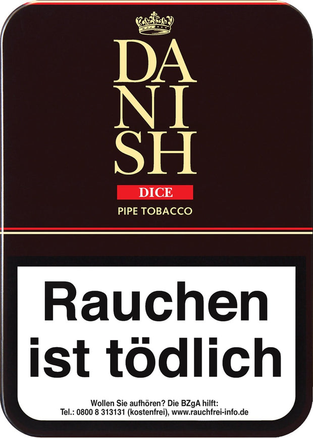Danish Dice Schwarz Pfeifentabak – 100g Dose, fruchtiger Cube Cut, Mandarine & Brandy, Virginia und Black Cavendish, Verpackung abgebildet