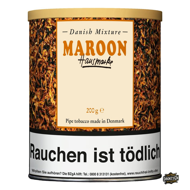 Danish Mixture Maroon Hausmarke Pfeifentabak 200g Dose mit mildem Danish Blend und Nougat-Schoko-Aroma