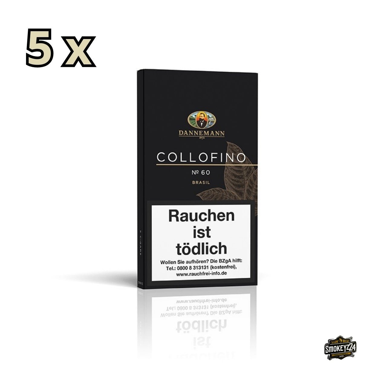 Seitenansicht der Dannemann Collofino No 60 Brasil Zigarren im 5x5er Pack für vollen, würzigen Tabakgenuss