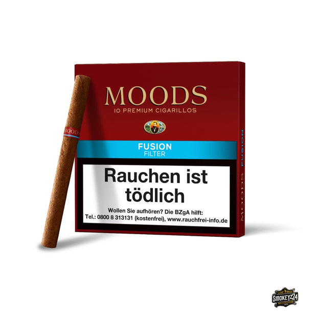 MOODS Fusion Filter Cigarillos 10er Packung mit einzelnem Zigarillo und innovativem Filter