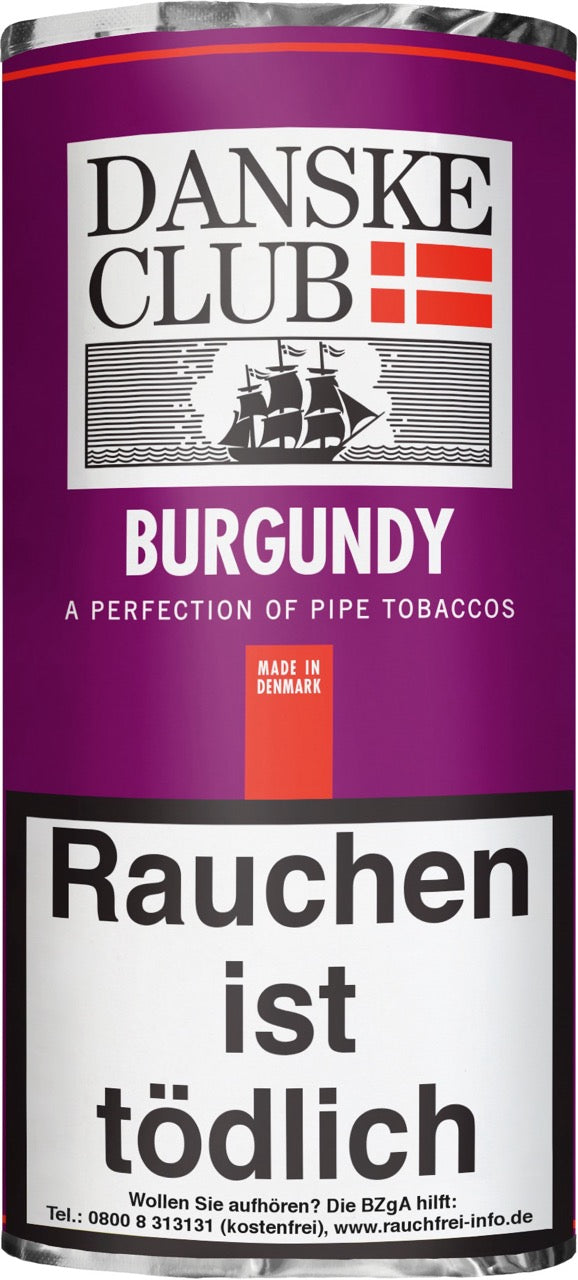 Danske Club Burgundy Pfeifentabak 50g – Mischung aus Virginia, Burley & Cavendish, fruchtiges Waldbeer-, Vanille- & Karamell-Aroma, Pouch abgebildet