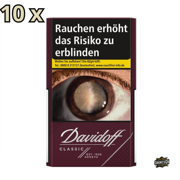 Davidoff Classic Zigaretten Stange mit 10 Schachteln à 20 Stück im edlen weißen Verpackungsdesign