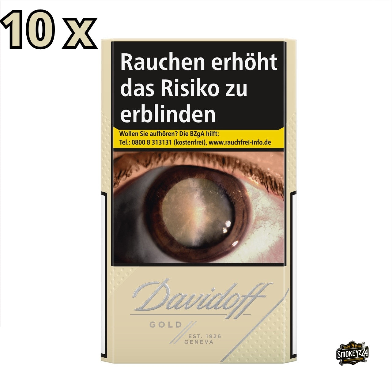 Davidoff Gold Zigaretten Stange mit 10 Schachteln à 20 Stück im eleganten gold-weißen Design