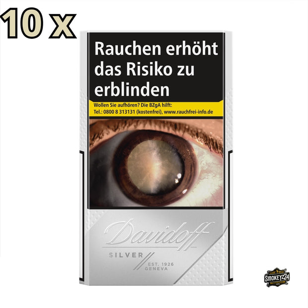 Davidoff Silver Zigaretten Stange mit 10 eleganten silberfarbenen Packungen à 20 Filterzigaretten