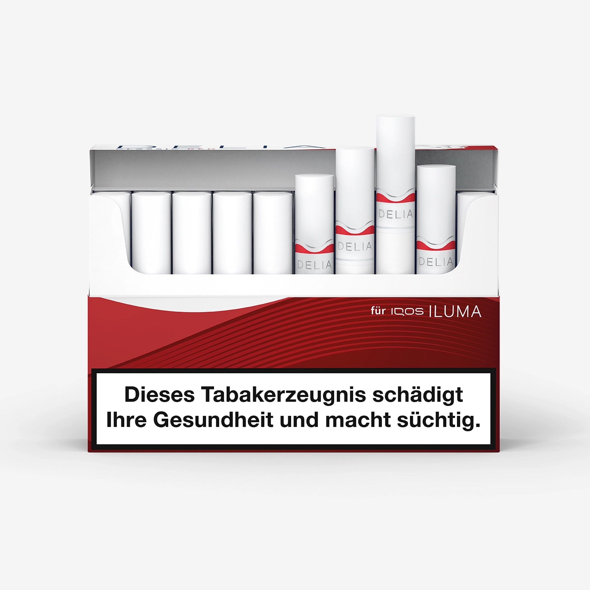 DELIA Red – geöffnete Verpackung mit vollmundiger, gerösteter Tabakmischung