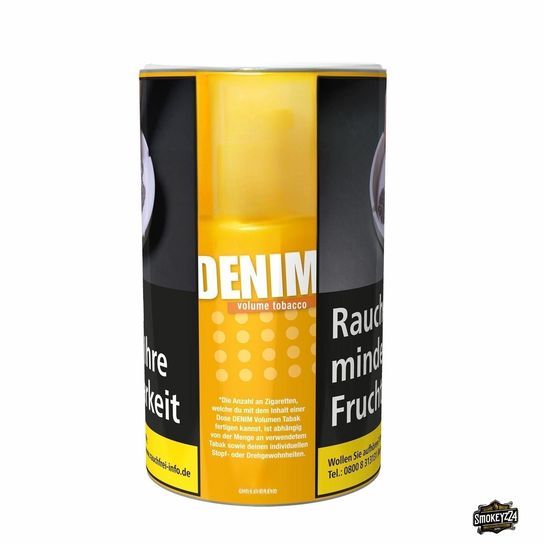 Denim Volumen Tabak Dose mit 85 Gramm Inhalt in Orange