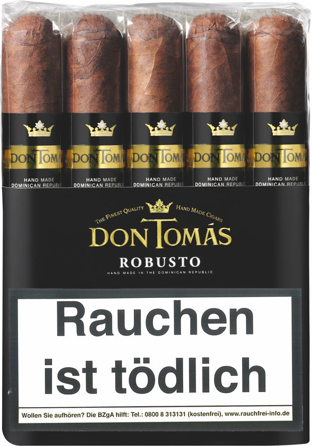 Don Tomas Dominican Robusto Zigarren 10er Bundle – handgerollte Zigarren, dunkles Ecuador Deckblatt, Robusto-Format, Verpackung frontal fotografiert