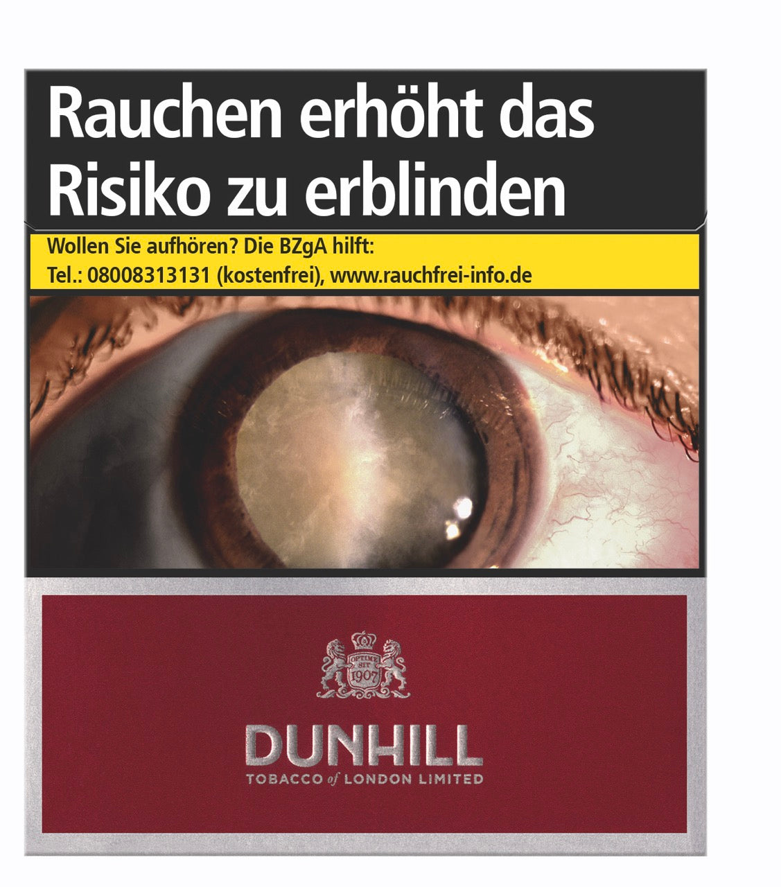 Dunhill International Red Packung von vorne – Luxuriöse Zigaretten mit besonders gleichmäßiger Verbrennung