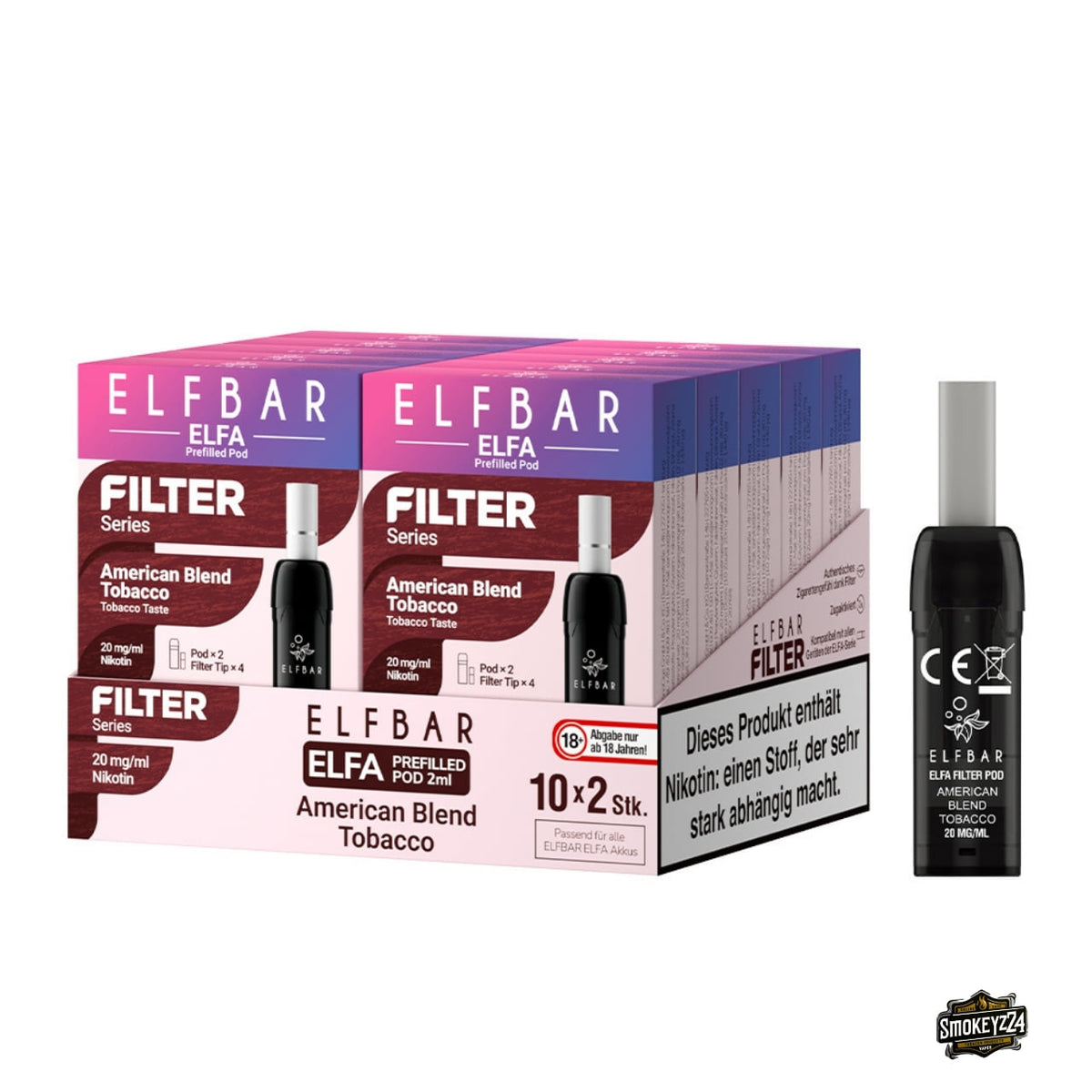 Elfbar ELFA Filter Pod American Blend Tobacco 20mg – 10x Sparpaket mit 20 Pods