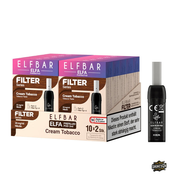 Elfbar ELFA Filter Pod Cream Tobacco 20mg – 10x Sparpaket mit 20 Pods