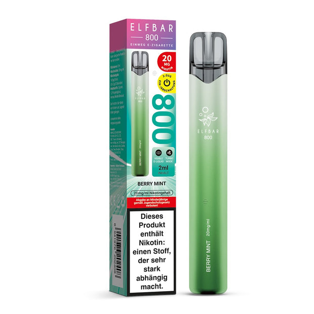 Elfbar 800 Berry Mint 20mg Einweg E-Zigarette mit Verpackung