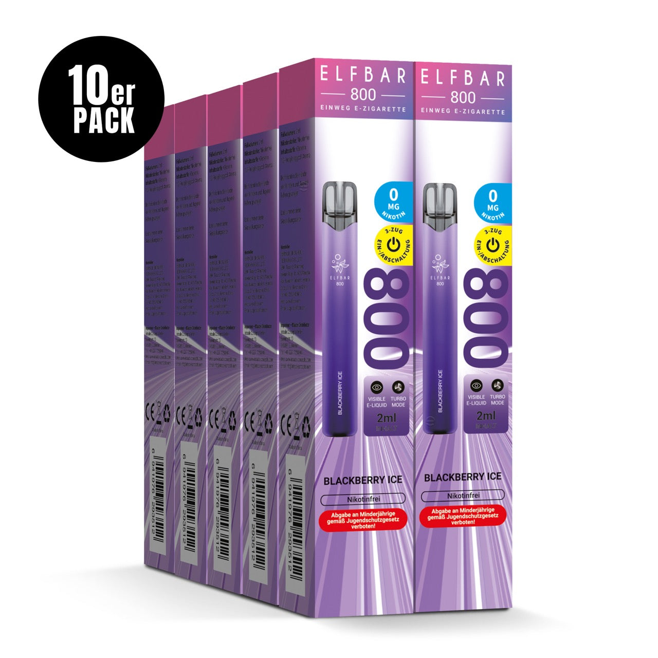Elfbar 800 Blackberry Ice Nikotinfrei 10er Sparpaket mit zehn Packungen