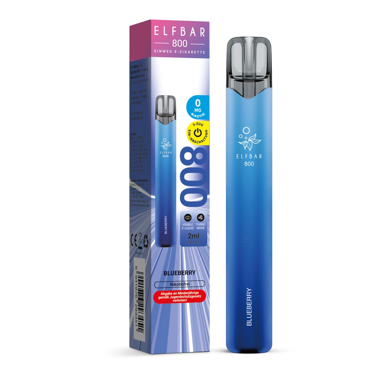 Elfbar 800 Blueberry Nikotinfrei Einweg E-Zigarette mit Verpackung