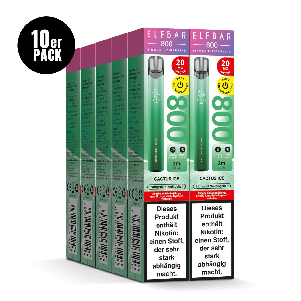 Elfbar 800 Cactus Ice 20mg 10er Sparpaket mit zehn Packungen